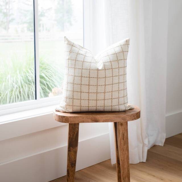 Lola -- Mustard Plaid Pillow Cover Gold Neutral Lumbar Mustard & White - image 1