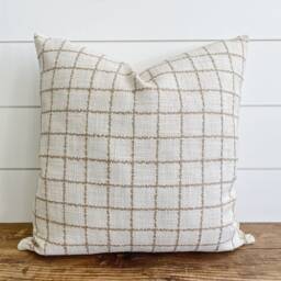 Lola -- Mustard Plaid Pillow Cover Gold Neutral Lumbar Mustard & White - thumbnail 2