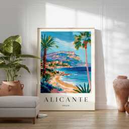 Alicante Spain Travel Poster Coastal Mediterranean Wall Art - thumbnail 2