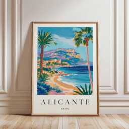 Alicante Spain Travel Poster Coastal Mediterranean Wall Art - thumbnail 3