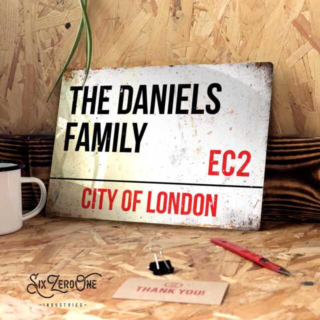 Personalised Metal Street Sign Landscape - Worn Or Clean Look Available Any Text, Location, Postcode Custom Print London Road - image 1