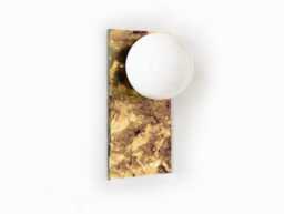 Gold Antique Mirror & Opal Glass Globe Shade Modern Wall Light Fixture Unique Sconce Bathroom - thumbnail 1
