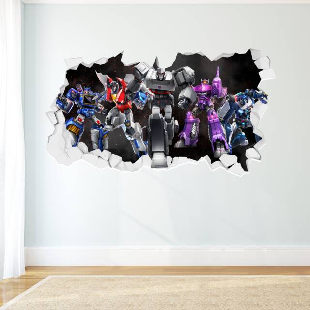 Transformers Decepticons Broken Wall Sticker Decal Art Vinyl Mural Kids Bedroom