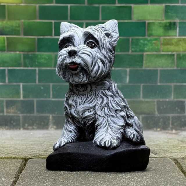 Unique Terrier Yorkie Sculpture Concrete Westie Dog Figurine Stone Statue Outdoor Ornament Memorial Art Pet Decoration Gift - image 1