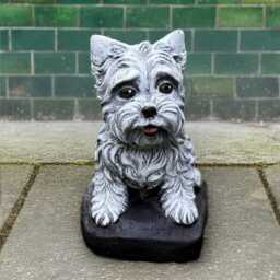 Unique Terrier Yorkie Sculpture Concrete Westie Dog Figurine Stone Statue Outdoor Ornament Memorial Art Pet Decoration Gift - thumbnail 2