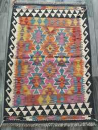Kilim Rug Multicolour, Handmade Artisan Afghan Turkish Persian Rug, Navajo Moroccan Bohemian Flatweave, Natural Wool Dhurrie 119x80 cm - thumbnail 1