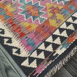 Kilim Rug Multicolour, Handmade Artisan Afghan Turkish Persian Rug, Navajo Moroccan Bohemian Flatweave, Natural Wool Dhurrie 119x80 cm - thumbnail 3