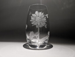 Small Hand Engraved Sunflower Vase - Flower & Bees Dartington Crystal, Glass Art - thumbnail 1