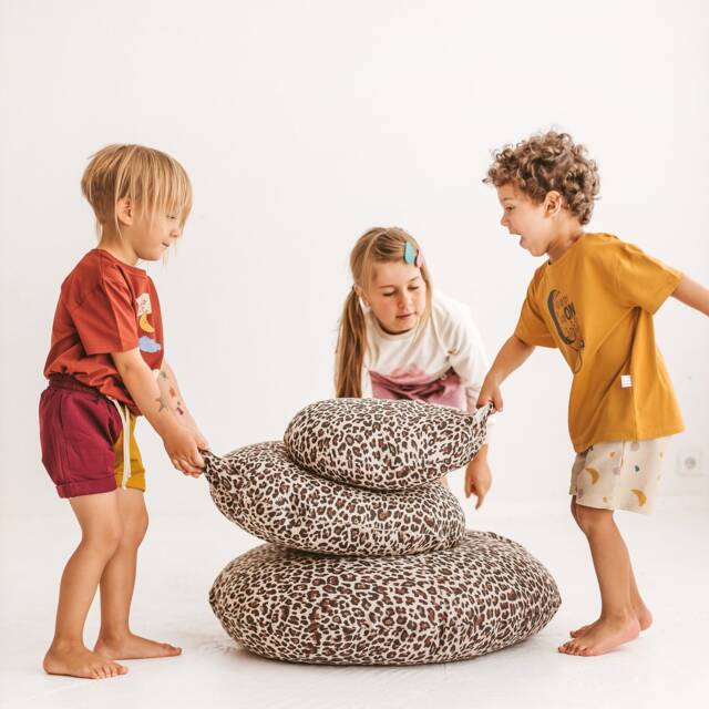 Leopard Pouf, Floor Pillow, Animal Cushion, Jungle Decor, Wildcat Print Safari Decorative Kids - image 1
