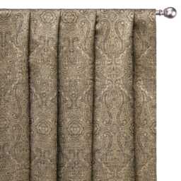 Beige Damask With Copper Lurex Zari Woven Curtain Panels - Rod Pocket, Grommet, Box Pleat, Three Pinch Tab Top & Plain Ring Top - thumbnail 1