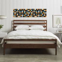 King Headboard Geometric Pine Wood Wall Art Sculpture - thumbnail 3
