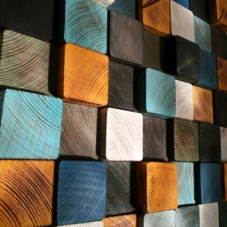King Headboard Geometric Pine Wood Wall Art Sculpture - thumbnail 2