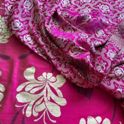Custom Made Drapery Panels, Roman Shades, Prestigious Modern Floral Design, Magenta, Purple & Silver Silk Fabric, By Jane Hall Design - thumbnail 3
