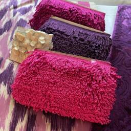 Custom Made Drapery Panels, Roman Shades, Prestigious Modern Floral Design, Magenta, Purple & Silver Silk Fabric, By Jane Hall Design - thumbnail 4