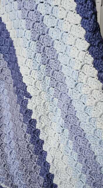 Baby Blanket Wheelchair Lap Robe, Carseat Cover, Play Mat, Crochet Corner To Afghan Throw Bernat Pop Blue Chambray in Shades Of - image 1