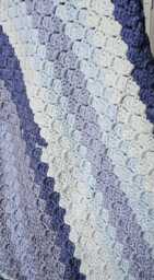 Baby Blanket Wheelchair Lap Robe, Carseat Cover, Play Mat, Crochet Corner To Afghan Throw Bernat Pop Blue Chambray in Shades Of