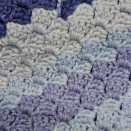 Baby Blanket Wheelchair Lap Robe, Carseat Cover, Play Mat, Crochet Corner To Afghan Throw Bernat Pop Blue Chambray in Shades Of - thumbnail 2