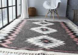 Hand Hooked Wool Rug Scandinavian Nursery Decor - thumbnail 1