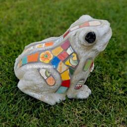 Large Mosaic Frog Statue Figurine Garden Home Decor - thumbnail 3