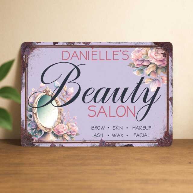 Personalised Beauty Salon Metal Sign Custom Beautician Gift, Vintage Decor - image 1