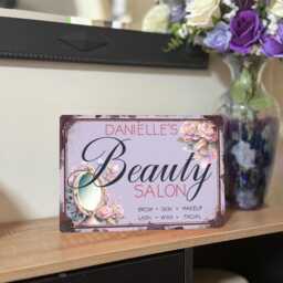 Personalised Beauty Salon Metal Sign Custom Beautician Gift, Vintage Decor - thumbnail 2