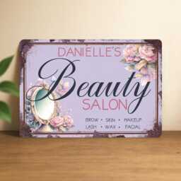 Personalised Beauty Salon Metal Sign Custom Beautician Gift, Vintage Decor