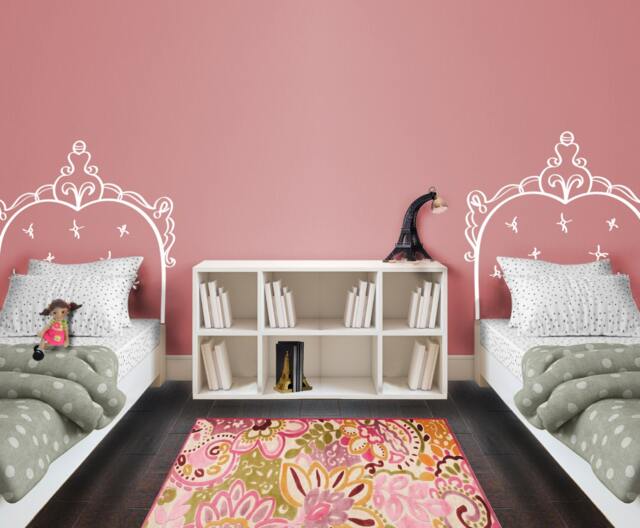 French Headboard Vinyl Wall Decal - Kids Room Bed Frame Art - image 1