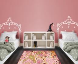 French Headboard Vinyl Wall Decal - Kids Room Bed Frame Art - thumbnail 1