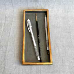 Rectangular Pen Tray, Jewelry Hand-Thrown - Unique Piece With Real Gold - thumbnail 3