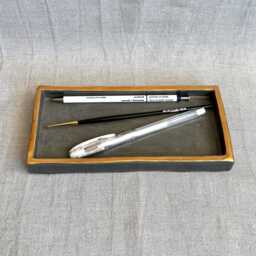 Rectangular Pen Tray, Jewelry Hand-Thrown - Unique Piece With Real Gold - thumbnail 2