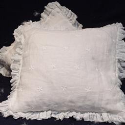 Linen Goose Down Pillow Sisi, Ruffle Edge, 16x16 Travel Cushion - thumbnail 4