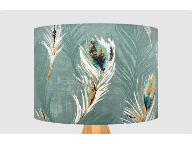 Feather Green Modern Lampshade, Table Floor Lamp/Ceiling Pendant, Small Medium Large 15cm 20cm 25cm 30cm 35cm 40cm Fabric Drum Light Shade - image 1
