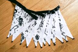 Black & White Dancing Skeleton Halloween Fabric Bunting - Double-Sided 12 Flags 3 Metres - thumbnail 1