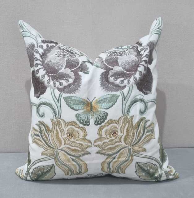 Designers Guild Isabella Ochre Embroidered Fabric Cushion Cover 50x50 cm - image 1