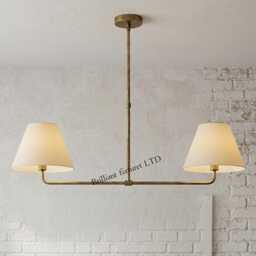 Modern Linear Chandelier, 2 Light Industrial Pendant Lighting, Mid Century Dining Room Minimalist Black Hanging Fixture - thumbnail 3