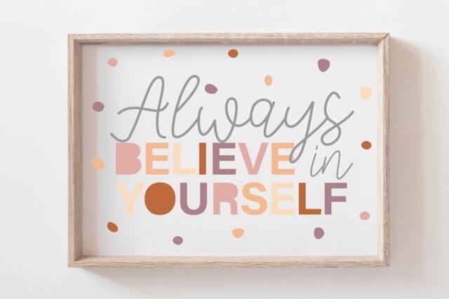 Girls Boho Nursery Prints, Quotes, Self Love Kids, Affirmations, Always Believe in Yourself, Bedroom Wall Art - image 1