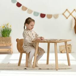 Beech Wood Kids Table & Chair Set, Bear Seatback, Gift For 2-7 Years Old - thumbnail 2