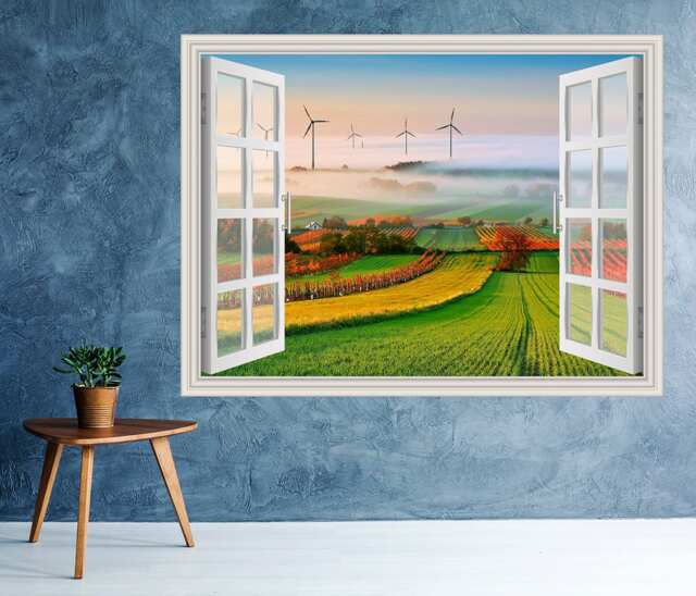 Landscape Scene Window 3D Wall Decal Art Removable Wallpaper Road Nature Garden Mural Sticker Vinyl Home Decor
