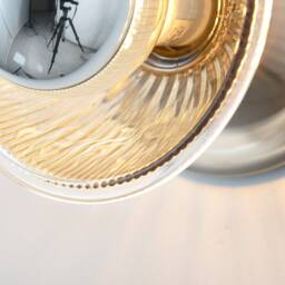 1 Light Nickel Wall Sconce With Glass Bowl Shade For Modern Bathroom Vanity & Hallway - Mid Century Industrial Ceiling Flush Mount Bonnie - thumbnail 3