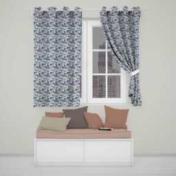 Classic Blue Japanese Ocean Waves Seamless Pattern Readymade Eyelet Ring Top Thermal 100% Blackout Curtains - thumbnail 1