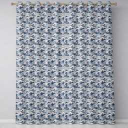 Classic Blue Japanese Ocean Waves Seamless Pattern Readymade Eyelet Ring Top Thermal 100% Blackout Curtains - thumbnail 2