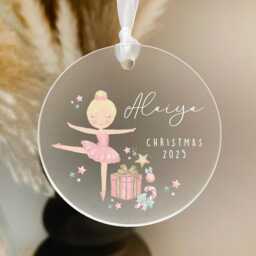 Girls Christmas Personalised Frosted Ornament - Daughter Gift Sister Girl Christmas- Decoration - thumbnail 2