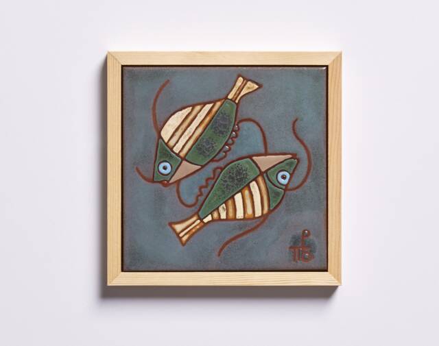 Fish Tile Pottery Sea Life Art Ceramic Handmade Lake House Wall Coral Reef Decor Fishing Kids Room Beach Themed - image 1