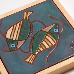 Fish Tile Pottery Sea Life Art Ceramic Handmade Lake House Wall Coral Reef Decor Fishing Kids Room Beach Themed - thumbnail 2