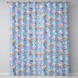 Cute Kittens Puppies Snow Globes Blue Background Seamless Pattern Readymade Eyelet Ring Top Thermal 100% Blackout Curtains - thumbnail 2