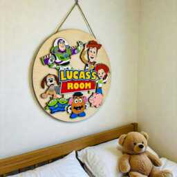 Personalized Toy Story Room Sign, Custom Pixar Kids Name Wood Wall Art, Woody Buzz Jessie Nursery Decor, Sign - thumbnail 2