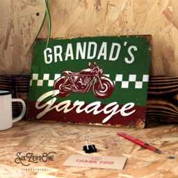 Personalised Motorcycle Garage Metal Sign - Lanscape Retro Vintage Mancave Shed Dad Grandad Gift - thumbnail 1