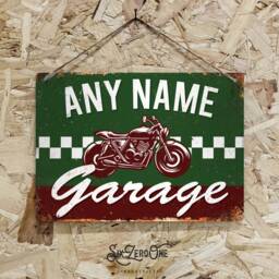 Personalised Motorcycle Garage Metal Sign - Lanscape Retro Vintage Mancave Shed Dad Grandad Gift - thumbnail 2