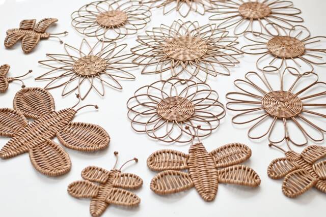 Wicker Butterfly & Flower Wall Decor Boho Nursery Set - image 1
