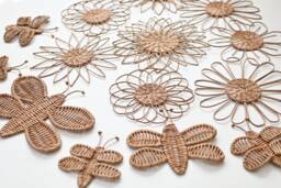 Wicker Butterfly & Flower Wall Decor Boho Nursery Set - thumbnail 1